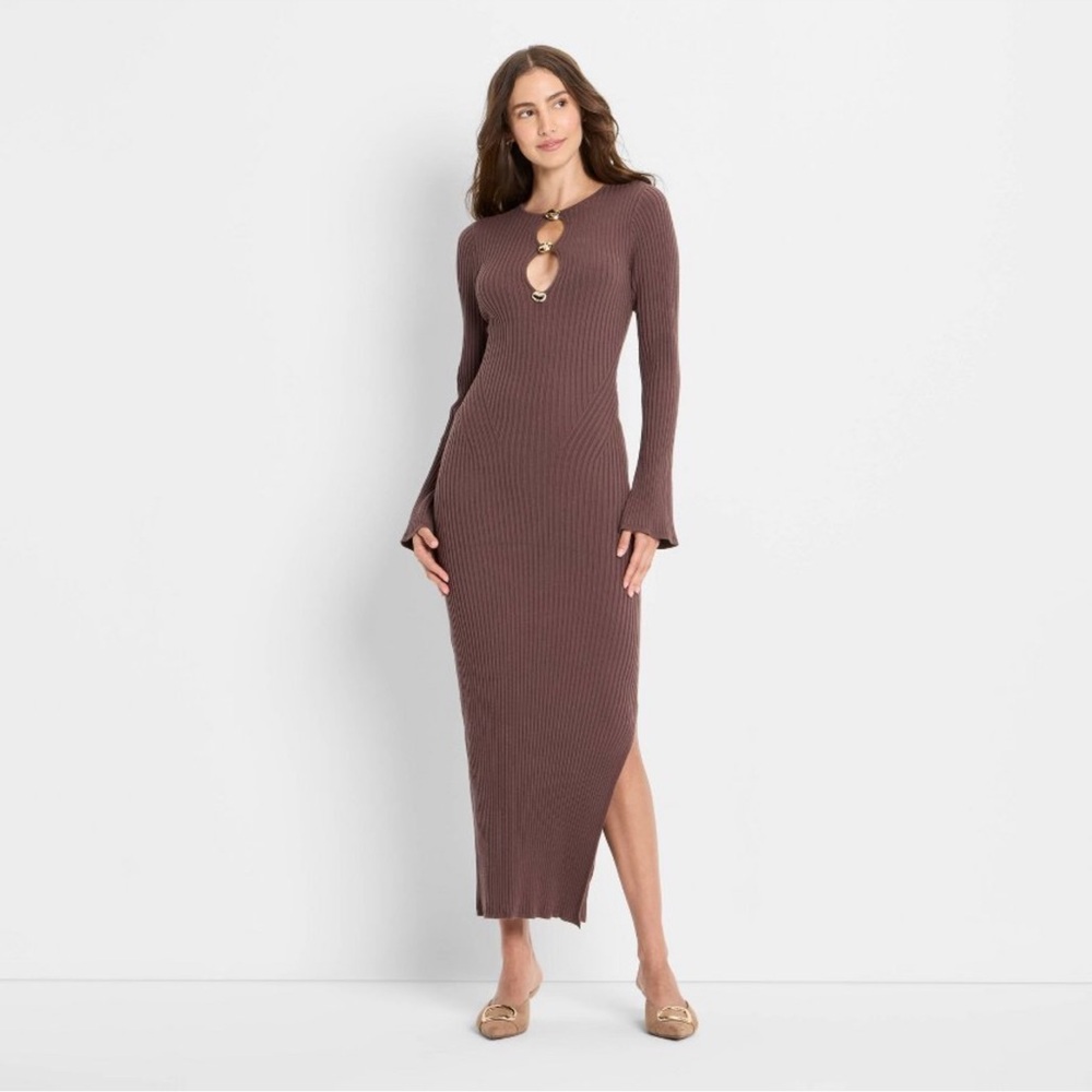 Future Collective Women's Ribbed Maxi Dress - Light Brown, L